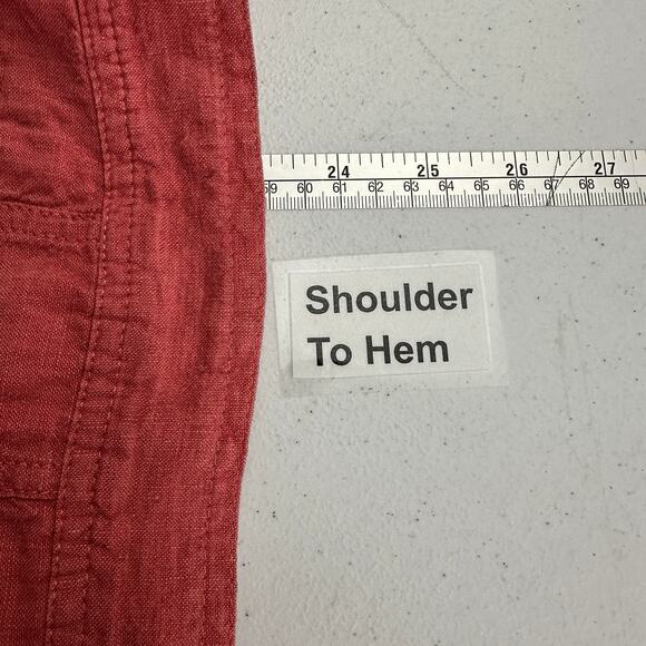 Linden Hill Womens Button Up Linen Top Size XL Coral Boxy Minimalist Classic - Picture 7 of 8